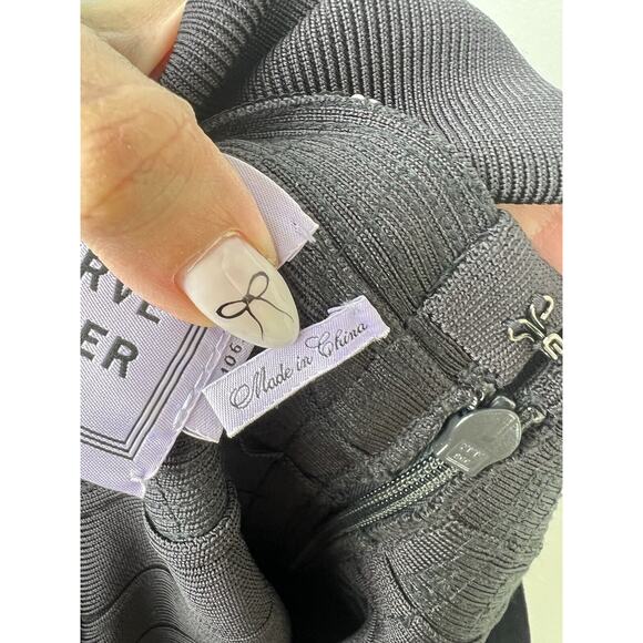 Herve Leger Long Sleeve Sequin Bandage Dress Size XS Candice Off Shoulder Gray - Picture 6 of 12